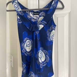 Giorgio Armani silk sleeveless blue and white blouse size 38